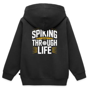 Volleyballspieler Und Fan Spike Servieren - Kinder Premium Organic Zip Hoodie - Schwarz - Hinten - AI Model Kid Male (0cm)