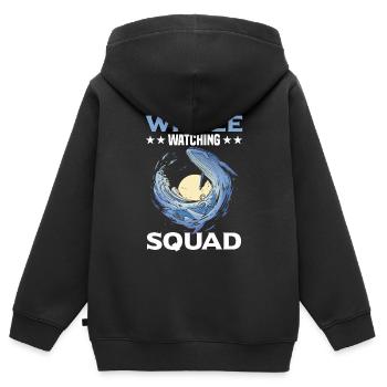 Wal Beobachtung Squad Abenteuer - Kinder Premium Organic Zip Hoodie - Schwarz - Hinten - AI Model Kid Male (0cm)