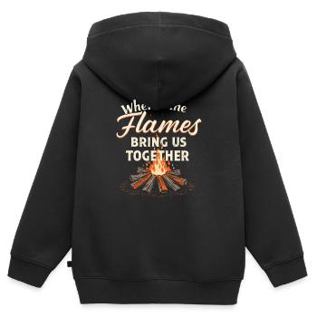 Fire Pits Backyard Gatherings In - Kids Premium Organic Zip-up Hoodie - black - Back - AI Model Kid Male (0cm)