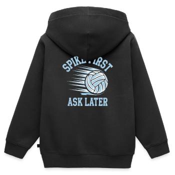 Volleyballspieler Und Fan Spike Servieren - Kinder Premium Organic Zip Hoodie - Schwarz - Hinten - AI Model Kid Male (0cm)