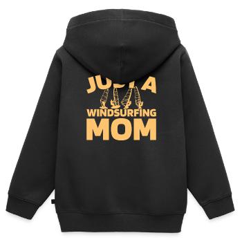 Windsurfen Windsurfer Just A Windsurfing Mom - Kinder Premium Organic Zip Hoodie - Schwarz - Hinten - AI Model Kid Male (0cm)