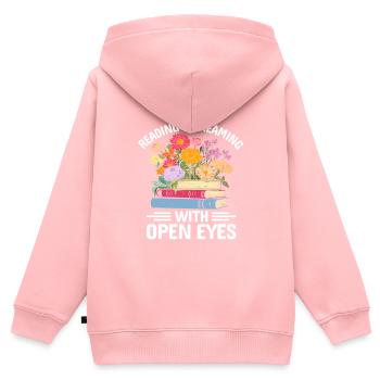 Lire c’est rêver les yeux ouverts Amoureux des livres - Sweat Premium à capuche zippé enfant bio - rose - Dos - AI Model Kid Female (0cm)