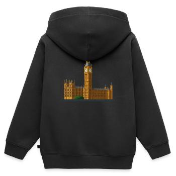Big Ben avec le London Eye - Sweat Premium à capuche zippé enfant bio - noir - Dos - AI Model Kid Male (0cm)