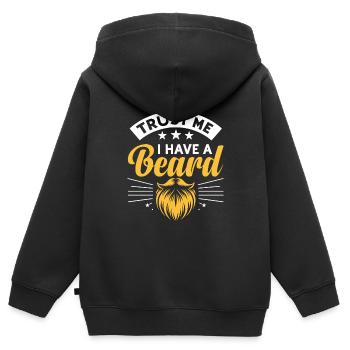 Glaub mir, ich habe einen Bart Gesichtsbehaarung Bärte Mann - Kinder Premium Organic Zip Hoodie - Schwarz - Hinten - AI Model Kid Male (0cm)