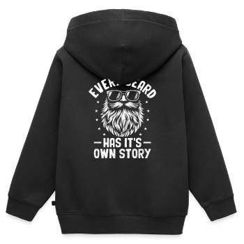 Jeder Bart hat seine eigene Geschichte Gesichtsbehaarung Bärte - Kinder Premium Organic Zip Hoodie - Schwarz - Hinten - AI Model Kid Male (0cm)