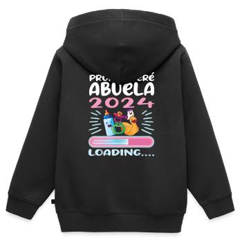 Grand-mère 2024 future grand-mère 2024 Chargement - Sweat Premium à capuche zippé enfant bio - noir - Dos - AI Model Kid Male (0cm)