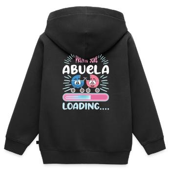 Grand-mère 2024 future grand-mère 2024 Chargement - Sweat Premium à capuche zippé enfant bio - noir - Dos - AI Model Kid Male (0cm)
