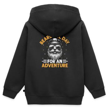 Bärtiger Vater für ein Abenteuer Bart Gesichtsbehaarung - Kinder Premium Organic Zip Hoodie - Schwarz - Hinten - AI Model Kid Male (0cm)