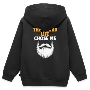 Der Bart Leben wählte mich Bärte Gesichtsbehaarung Mann - Kinder Premium Organic Zip Hoodie - Schwarz - Hinten - AI Model Kid Male (0cm)