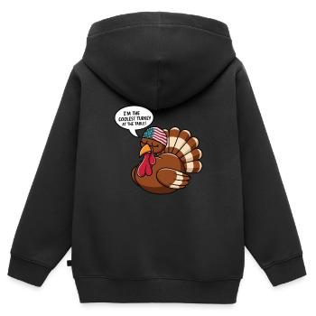 Lustiger Thanksgiving Truthahn - Kinder Premium Organic Zip Hoodie - Schwarz - Hinten - AI Model Kid Male (0cm)