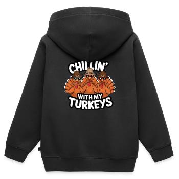 Lustiger Thanksgiving Truthahn - Kinder Premium Organic Zip Hoodie - Schwarz - Hinten - AI Model Kid Male (0cm)