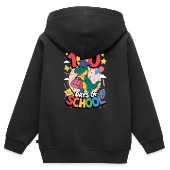 100e jour d'école 100e jour d'école pour les enfants - Sweat Premium à capuche zippé enfant bio - noir - Dos - AI Model Kid Male (0cm)