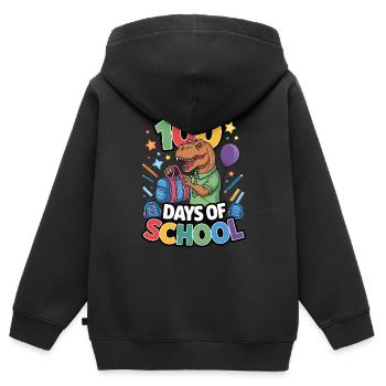 100e jour d’école 100 jour d’école des enfants - Sweat Premium à capuche zippé enfant bio - noir - Dos - AI Model Kid Male (0cm)