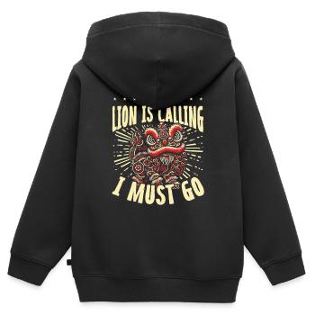 Lion Dance Chinesisches Neujahr Löwentanz - Kinder Premium Organic Zip Hoodie - Schwarz - Hinten - AI Model Kid Male (0cm)