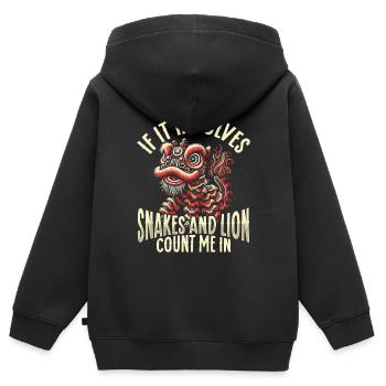 Lion Dance Chinesisches Neujahr Löwentanz - Kinder Premium Organic Zip Hoodie - Schwarz - Hinten - AI Model Kid Male (0cm)