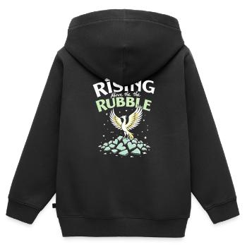 Autonomisation de la séparation, amour de soi, nouveaux départs - Sweat Premium à capuche zippé enfant bio - noir - Dos - AI Model Kid Male (0cm)