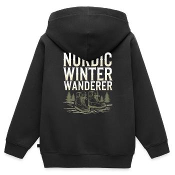Skandinavische Ästhetik, Nordischer - Kinder Premium Organic Zip Hoodie - Schwarz - Hinten - AI Model Kid Male (0cm)
