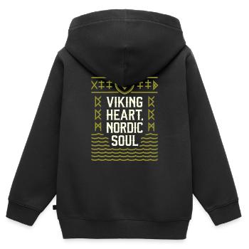 Skandinavische Ästhetik, Nordischer - Kinder Premium Organic Zip Hoodie - Schwarz - Hinten - AI Model Kid Male (0cm)