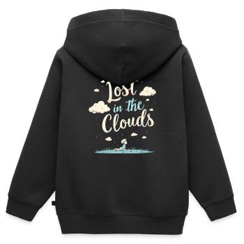 Wolkenblick, Entspannender Himmel, Verträumte - Kinder Premium Organic Zip Hoodie - Schwarz - Hinten - AI Model Kid Male (0cm)
