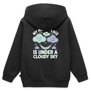 Wolkenblick, Entspannender Himmel, Verträumte - Kinder Premium Organic Zip Hoodie - Schwarz - Hinten - AI Model Kid Male (0cm)