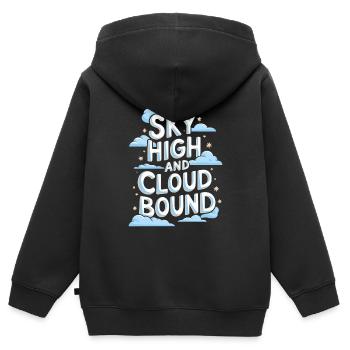 Wolkenblick, Entspannender Himmel, Verträumte - Kinder Premium Organic Zip Hoodie - Schwarz - Hinten - AI Model Kid Male (0cm)