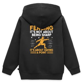 Beim Fechten geht es nicht darum, scharf zu sein, sondern darum, - Kinder Premium Organic Zip Hoodie - Schwarz - Hinten - AI Model Kid Male (0cm)