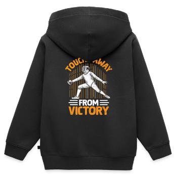 Touché weg vom Siegeszaun Fechtschwert - Kinder Premium Organic Zip Hoodie - Schwarz - Hinten - AI Model Kid Male (0cm)