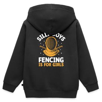 Silly Boys Fencing ist für Mädchen Fence Sword Fencer - Kinder Premium Organic Zip Hoodie - Schwarz - Hinten - AI Model Kid Male (0cm)