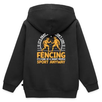 Es ist in Ordnung, wenn Sie das Fechten nicht mögen Fechter Athlet - Kinder Premium Organic Zip Hoodie - Schwarz - Hinten - AI Model Kid Male (0cm)
