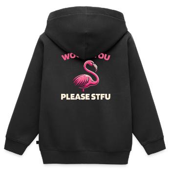 Flamingo Stfu Would You Please Shut Up - Kids Premium Organic Zip-up Hoodie - black - Back - AI Model Kid Male (0cm)