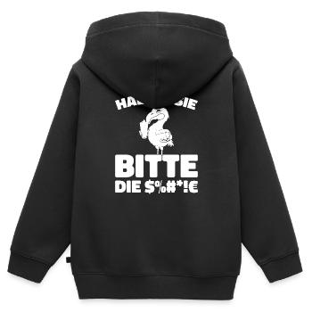 Flamingo Halten Sie Bitte Die Fresse - Kinder Premium Organic Zip Hoodie - Schwarz - Hinten - AI Model Kid Male (0cm)