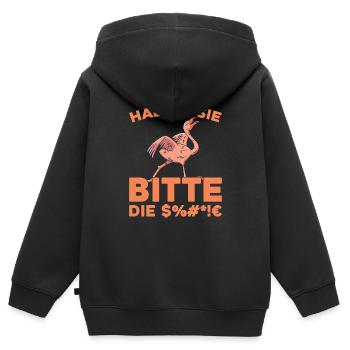 Flamingo Halten Sie Bitte Die Fresse - Kinder Premium Organic Zip Hoodie - Schwarz - Hinten - AI Model Kid Male (0cm)