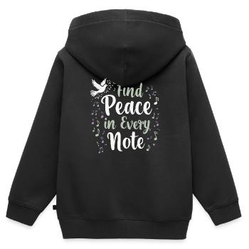 Musicothérapie, Guérison émotionnelle, Relaxation - Sweat Premium à capuche zippé enfant bio - noir - Dos - AI Model Kid Male (0cm)