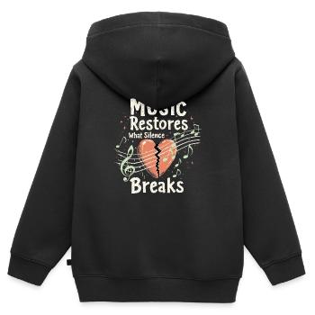 Musicothérapie, Guérison émotionnelle, Relaxation - Sweat Premium à capuche zippé enfant bio - noir - Dos - AI Model Kid Male (0cm)