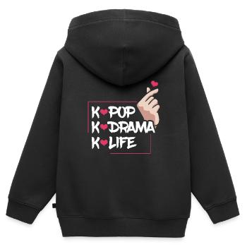 K-Pop K-Drama K-Life Begeisterung - Kinder Premium Organic Zip Hoodie - Schwarz - Hinten - AI Model Kid Male (0cm)