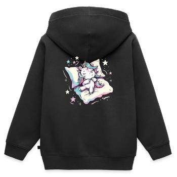 Pyjama de sommeil chemise de nuit licorne - Sweat Premium à capuche zippé enfant bio - noir - Dos - AI Model Kid Male (0cm)