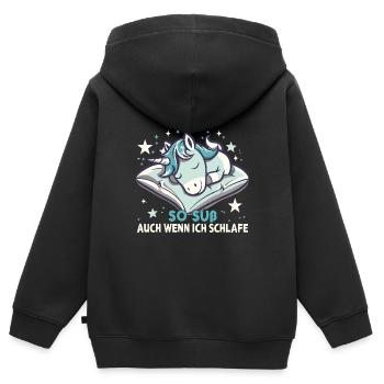 Pyjama de sommeil chemise de nuit licorne - Sweat Premium à capuche zippé enfant bio - noir - Dos - AI Model Kid Male (0cm)