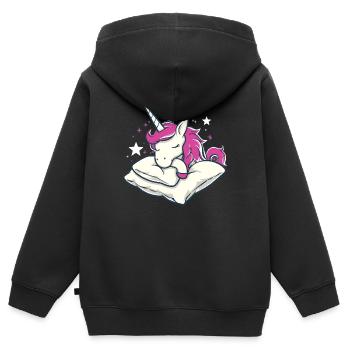 Pyjama de sommeil chemise de nuit licorne - Sweat Premium à capuche zippé enfant bio - noir - Dos - AI Model Kid Male (0cm)