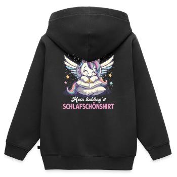Pyjama de sommeil chemise de nuit licorne - Sweat Premium à capuche zippé enfant bio - noir - Dos - AI Model Kid Male (0cm)