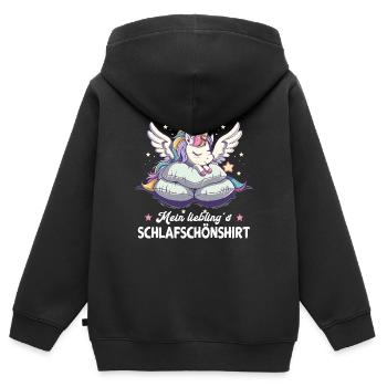 Pyjama de sommeil chemise de nuit licorne - Sweat Premium à capuche zippé enfant bio - noir - Dos - AI Model Kid Male (0cm)