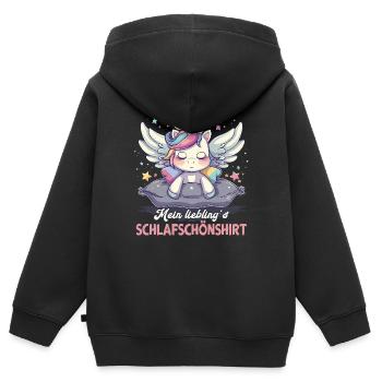 Pyjama de sommeil chemise de nuit licorne - Sweat Premium à capuche zippé enfant bio - noir - Dos - AI Model Kid Male (0cm)