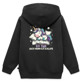 Pyjama de sommeil chemise de nuit licorne - Sweat Premium à capuche zippé enfant bio - noir - Dos - AI Model Kid Male (0cm)