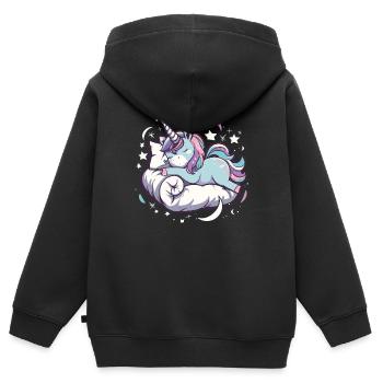 Pyjama de sommeil chemise de nuit licorne - Sweat Premium à capuche zippé enfant bio - noir - Dos - AI Model Kid Male (0cm)