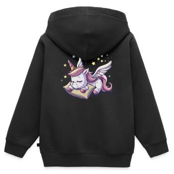 Pyjama de sommeil chemise de nuit licorne - Sweat Premium à capuche zippé enfant bio - noir - Dos - AI Model Kid Male (0cm)