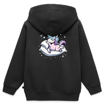 Pyjama de sommeil chemise de nuit licorne - Sweat Premium à capuche zippé enfant bio - noir - Dos - AI Model Kid Male (0cm)