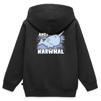 Narwhal Angry Narwhals - Kids Premium Organic Zip-up Hoodie - black - Back - AI Model Kid Male (0cm)