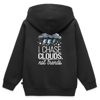 Whimsical Weather Patterns, Whimsical Clouds, Funny - Kids Premium Organic Zip-up Hoodie - black - Back - AI Model Kid Male (0cm)