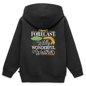 Whimsical Weather Patterns, Whimsical Clouds, Funny - Kids Premium Organic Zip-up Hoodie - black - Back - AI Model Kid Male (0cm)