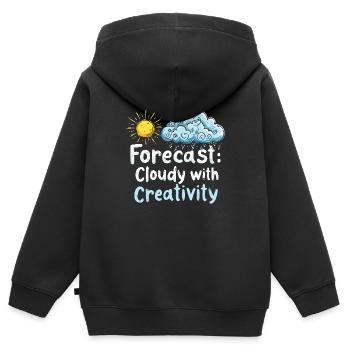 Whimsical Weather Patterns, Whimsical Clouds, Funny - Kids Premium Organic Zip-up Hoodie - black - Back - AI Model Kid Male (0cm)