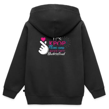 Det er en K-pop-ting, det ville du ikke - Premium børne zip-hættetrøje økologisk - sort - Bagpå - AI Model Kid Male (0cm)